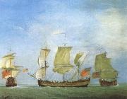 Monamy, Peter An english privateer in three positions Sweden oil painting artist